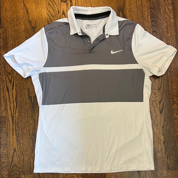 Nike Men's Gray and White Polo Shirt - Picture 2 of 3